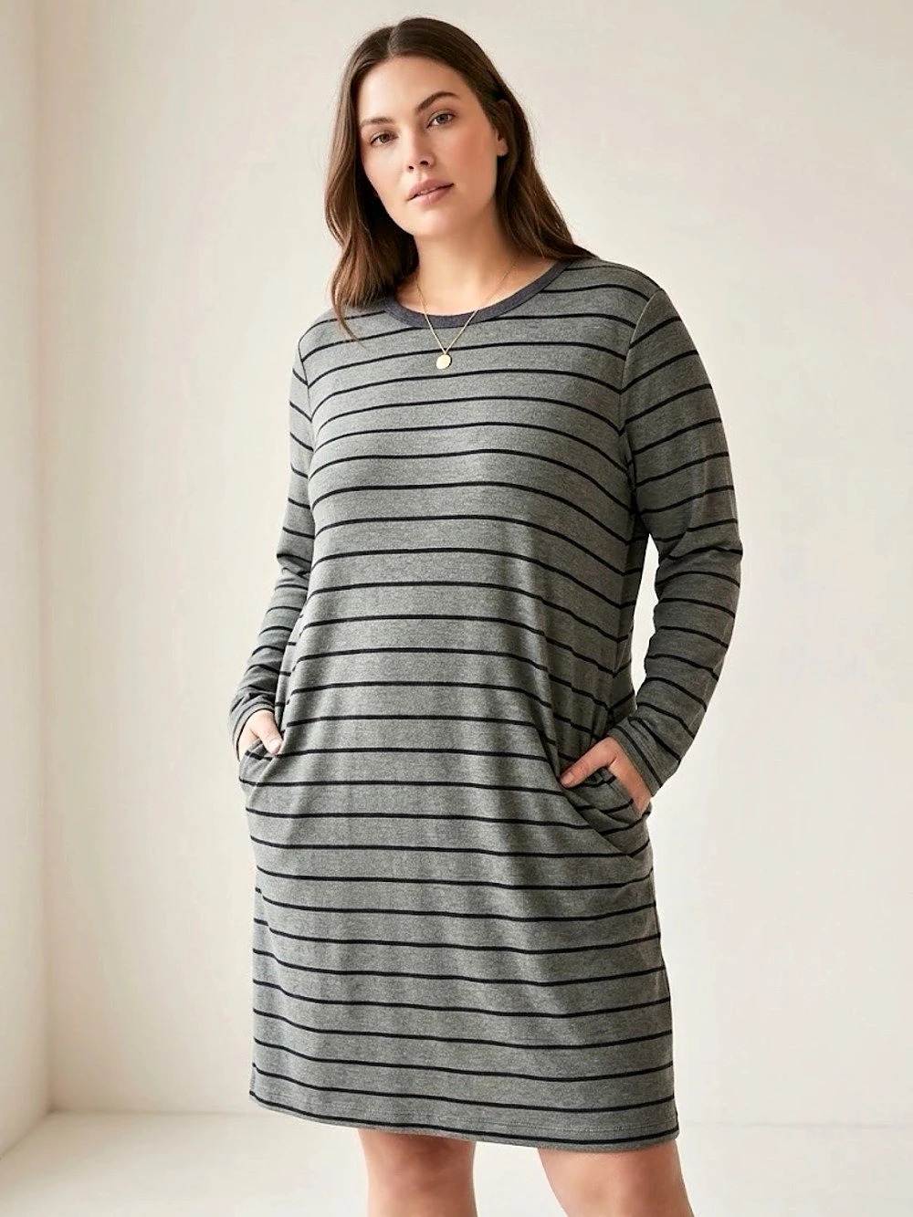 Stripe Jersey Dress Gray & Black